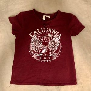 Girls Maroon Graphic Short Sleeve Tee - Size M